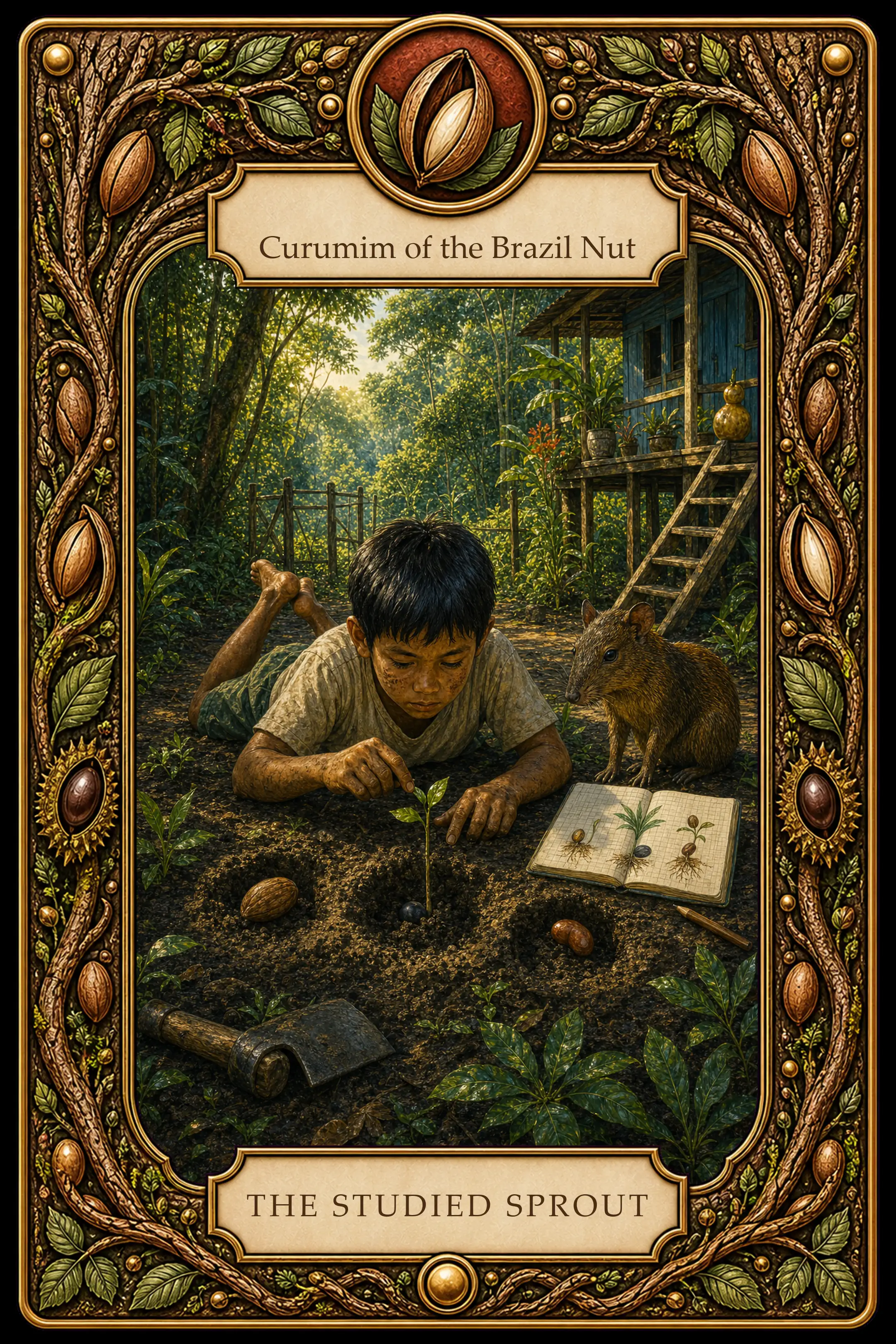 Curumim of the Brazil Nut — The Studied Sprout tarot card